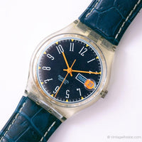 Laca azul vintage GK713 swatch reloj | Fecha de día swatch Caballero