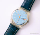Vintage BLUE LACQUER GK713 Swatch Watch | Day Date Swatch Gent
