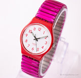 Crème crème gr150 Swatch montre | Rouge minimaliste Swatch montre Ancien