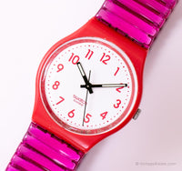 Crema Jam GR150 Swatch reloj | Rojo minimalista Swatch reloj Antiguo