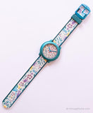 Vida floral azul vintage de Adec reloj | Damas de cuarzo de Japón reloj