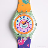 Vintage 1992 Swatch Gg117 curling reloj | 90s colorido Swatch Caballero