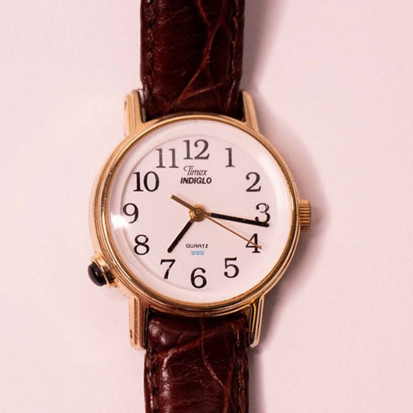 Kleines Gold-Ton Timex Indiglo Uhr Für Frauen -Quarzbewegung