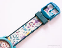 Vida floral azul vintage de Adec reloj | Damas de cuarzo de Japón reloj