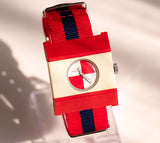 Mecánico rojo y blanco raros Kelton reloj | Vintage cuadrado Kelton reloj