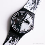 1992 Swatch GB149 GLANCE Watch | Vintage 90s Black and White Swatch