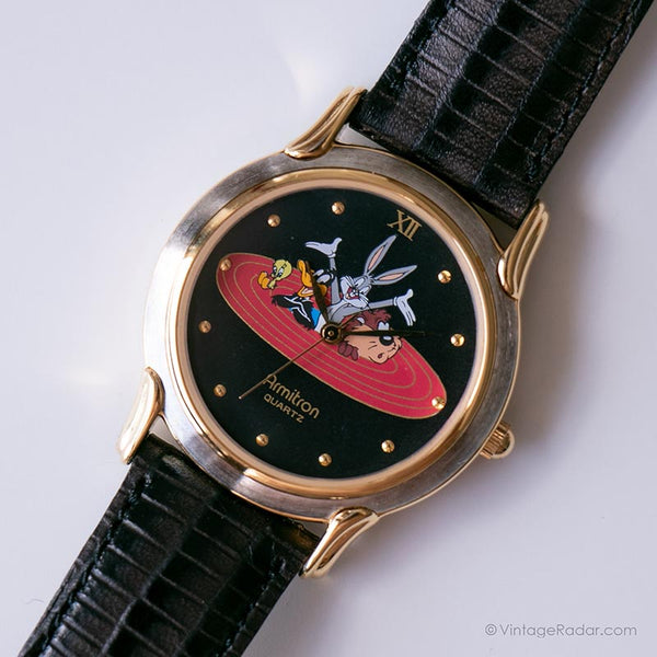 Antiguo Looney Tunes Dos tonos reloj | Warner Bros Armitron Reloj de pulsera