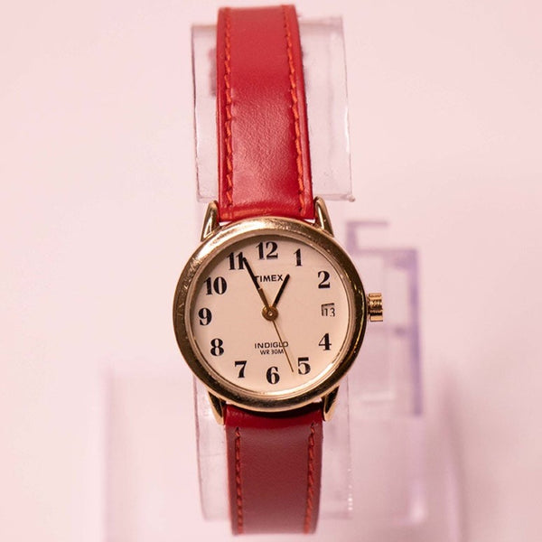 Timex Ventana de fecha indiglo reloj para mujeres rojo reloj Correa