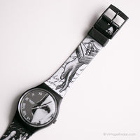 1992 Swatch GB149 GLANCE Watch | Vintage 90s Black and White Swatch