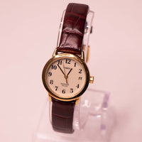 Antiguo Timex Lector fácil reloj para mujeres correa marrón