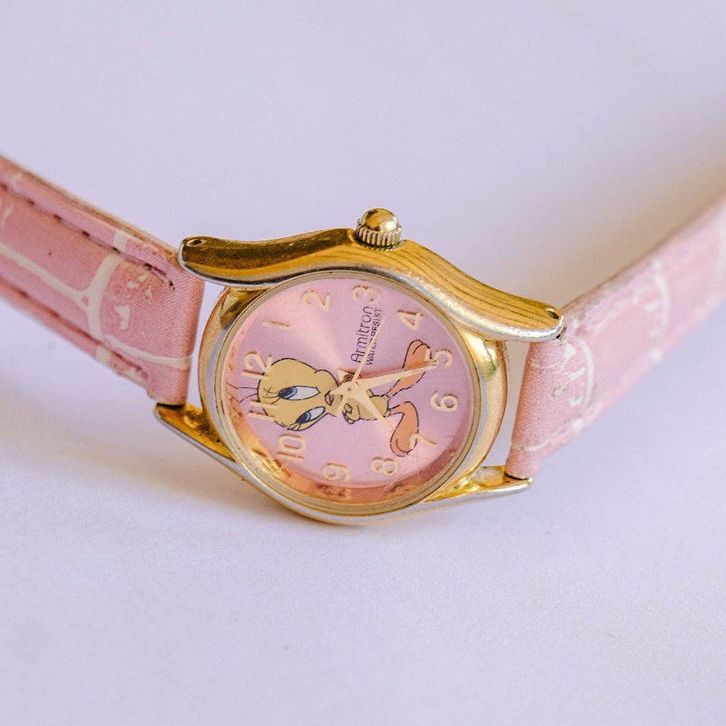 Gold-tone Pink Tweety Bird Watch 90s Vintage Armitron Watch