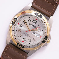 Antiguo Benrus BNW25403W reloj | Lujo de tono plateado Benrus reloj para los hombres