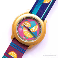 Fette arancione stampare ADEC orologio | Adec colorato vintage di Citizen Guadare
