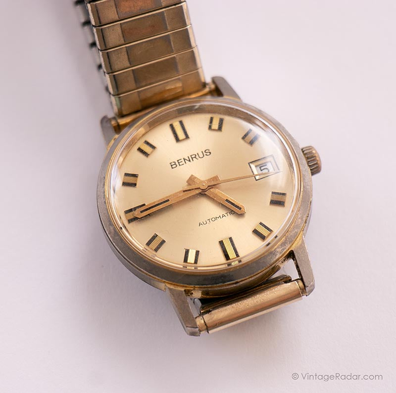 Gold-tone Automatic Benrus Watch | Vintage Shockresistant Benrus Watch ...
