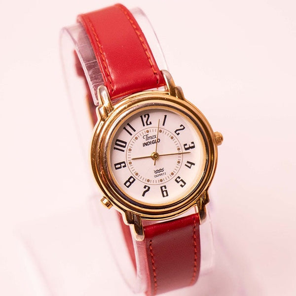 1990s Time Indiglo Night Light Quartz Watch Red Strap – Vintage Radar