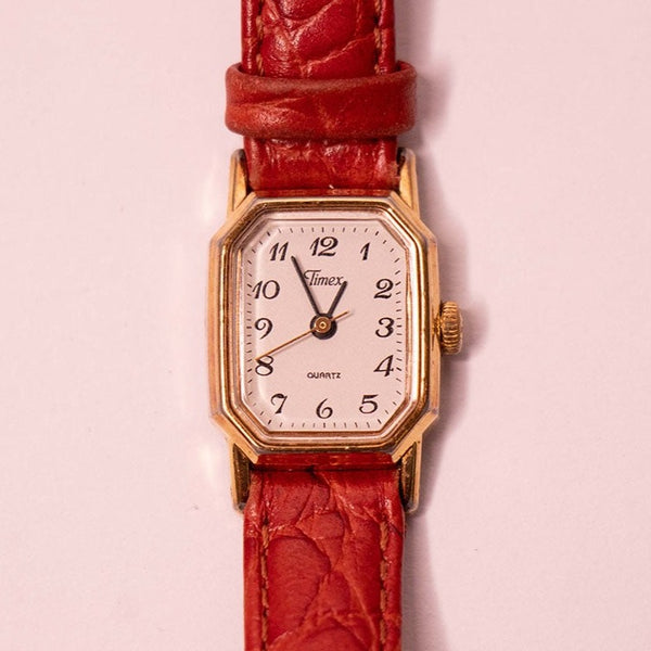 90s خمر Timex ساعة مستطيلة للنساء نغمة الذهب