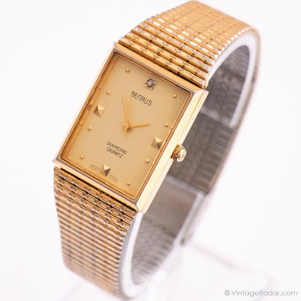 Gold diamond quartz watch Clearance