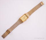Tono de oro rectangular Benrus Cuarzo de diamante reloj para hombres o mujeres
