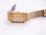 Rectangular Gold-tone Benrus Diamond Quartz Watch for Men or Women