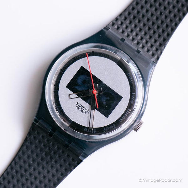 خمر 1991 Swatch GM108 Nüni Watch | التسعينيات بالأبيض والأسود Swatch