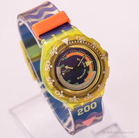 Vintage colorida Swatch Scuba Tide vitual SDJ100 reloj | Hecho en Suiza