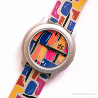 Life de motif coloré vintage par ADEC montre | Quartz au Japon montre