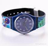 GN230 au vent Swatch montre | 2009 vintage bleu funky Swatch montre