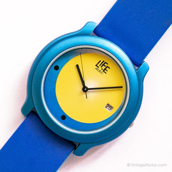 Vida minimalista azul vintage por adec reloj | Cuarzo de Japón reloj