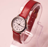 Vintage Timex Indiglo Watches for Small Wrists Red Leather Strap