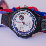 Raro Ring Blue Ring 1999 SOB405 Swatch reloj Chronograph Antiguo