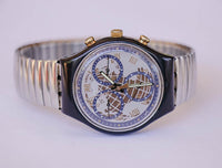 1991 Timeless Zone SCN104 swatch Chronograph reloj Antiguo