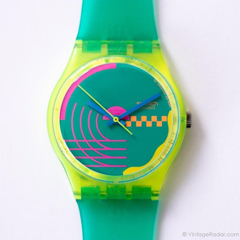 1990s HONOR RIDE GJ104 Swatch Watch | 90s Green Swatch Gent Watch ...