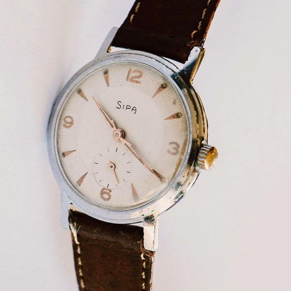 Silver-Tone Sipa Mechanical Vintage Watch | Minimalist Vintage Watches - Vintage Radar