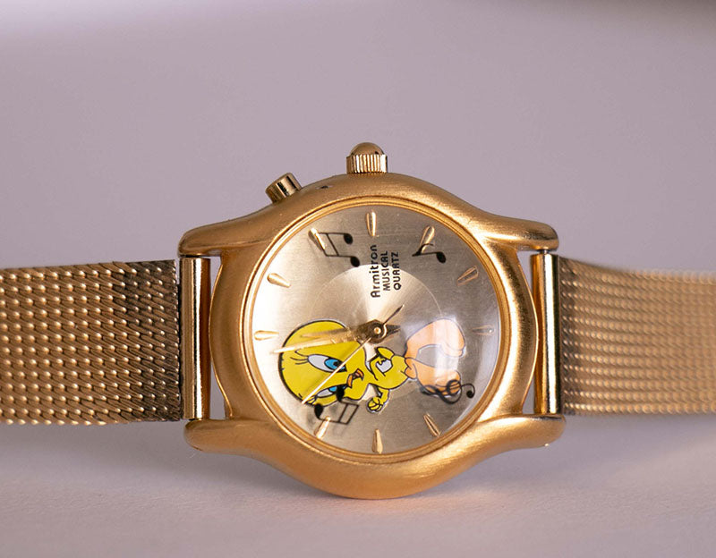 Montre Armitron Loony Toons Avec Tweety - Ton Or Et Argent - Quartz - Pour Femme