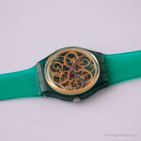 1990 Swatch GN107 estucchi reloj | Marco de esqueleto vintage Swatch Caballero