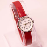 Rotes Leder Timex Indiglo Uhr Für Frauen WR 30m 1990er Jahre 1990er Jahre