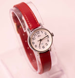 Cuir rouge Timex Indiglo montre pour les femmes WR 30m 1990