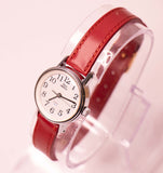Pelle rossa Timex Indiglo Watch for Women WR 30m degli anni '90