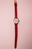 Pelle rossa Timex Indiglo Watch for Women WR 30m degli anni '90