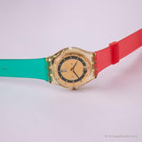Vintage 1995 Swatch GK715 Moos reloj | Tono de oro de los 90 Swatch Caballero