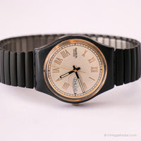 Vintage 1993 Swatch GN706 Diamonds Watch | Black Elegant Swatch Gentiluomo