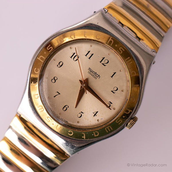 1997 Swatch YLS109 tonalidad reloj | Vintage dos tonos Swatch reloj