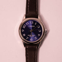 Carro de dial azul por Timex reloj para mujer correa de cuero