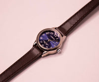 Blauer Zifferblattwagen von Timex Uhr Für Frauen -Lederband