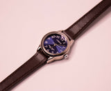 Chariot à cadran bleu par Timex montre pour la sangle en cuir des femmes