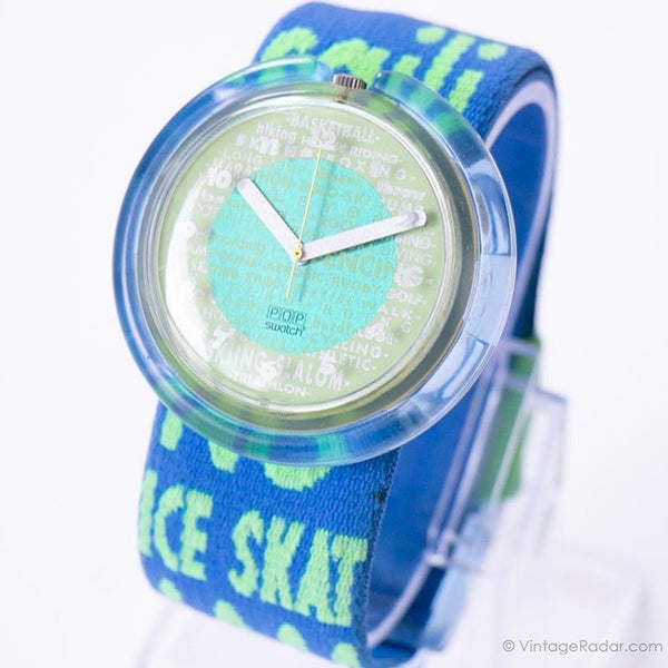 1992 Swatch Pop PWK163 Sportpourri reloj | Pop azul de los 90 Swatch Antiguo