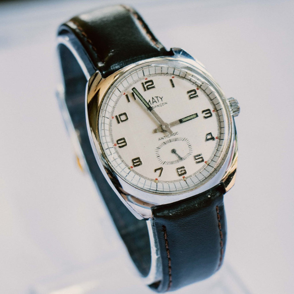 Montre Homme Maty Besançon Automatique - Boîtier Plaqué Or - Fonctionne - Occasion