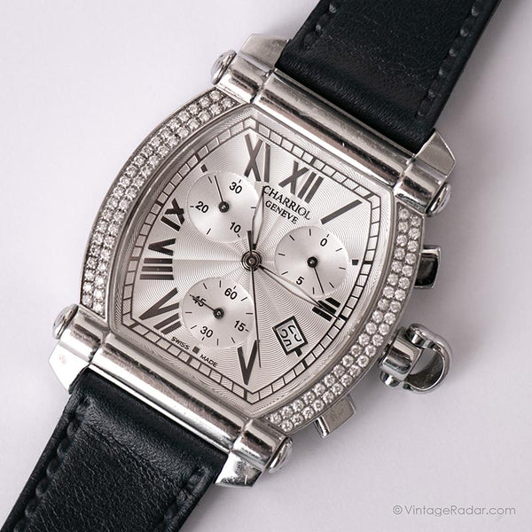 Charriol Columbus Chrono Tonneau Uhr Für Männer mit Diamantlünette