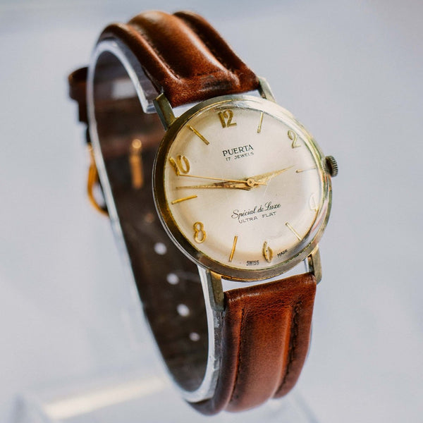 PUERTA 17 Jewels Ultra Flat Mechanical Vintage Watch | Swiss Made Watch
