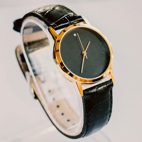 Dial negro Minimalista Vintage Mecánico reloj | Damas de lujo reloj